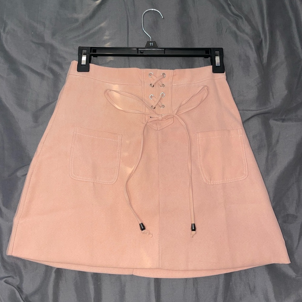 Pink Lace up Skirt